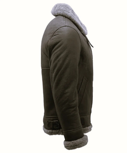 Blouson Aviateur Hiver 2026 pour Homme en Cuir de Vachette Véritable, Col Rabattu, Doublure Sherpa en Peau de Mouton, Fermeture Éclair, Fourrure Synthétique Chaude, Style Urbain Tendance - Product Image 3