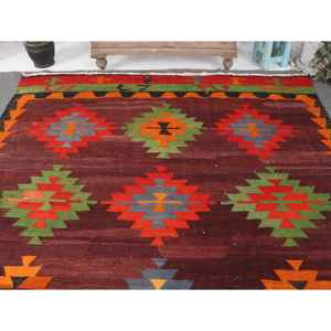 Alfombra Vintage, Alfombra Turca Extra Grande de 6.7x11.3 pies, Alfombra de Lana Roja Degradada a Naranja - Product Image 3