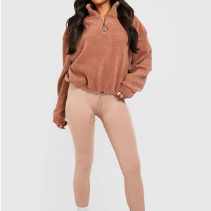 Custom logo Sportswear Sports Gym <b>Zipper</b> Women Sweatshirt Half Oversized Street Wear Sweatshirt Wholesale Rate OEM Customization - Product Image 6