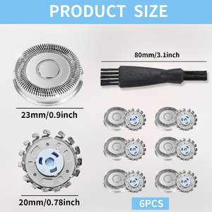Paquete de 6 cabezales de repuesto de triple cuchilla para afeitadoras eléctricas, impermeables IPX7, lavables, para afeitado facial y corporal, con cepillo de limpieza - Product Image 6
