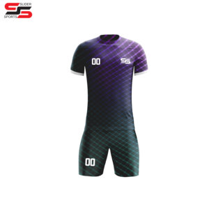 Camiseta de fútbol de manga corta personalizada por sublimación, conjunto de kits de fútbol, camiseta de fútbol Retro, uniforme de fútbol de rayas de media manga - Product Image 1