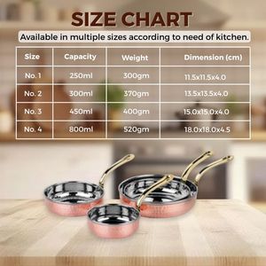 Énorme demande acier inoxydable cuivre Sauce frire Tadka casserole poignée en laiton pour la friture cuisson plats de service maison Restaurant cuisine - Product Image 4