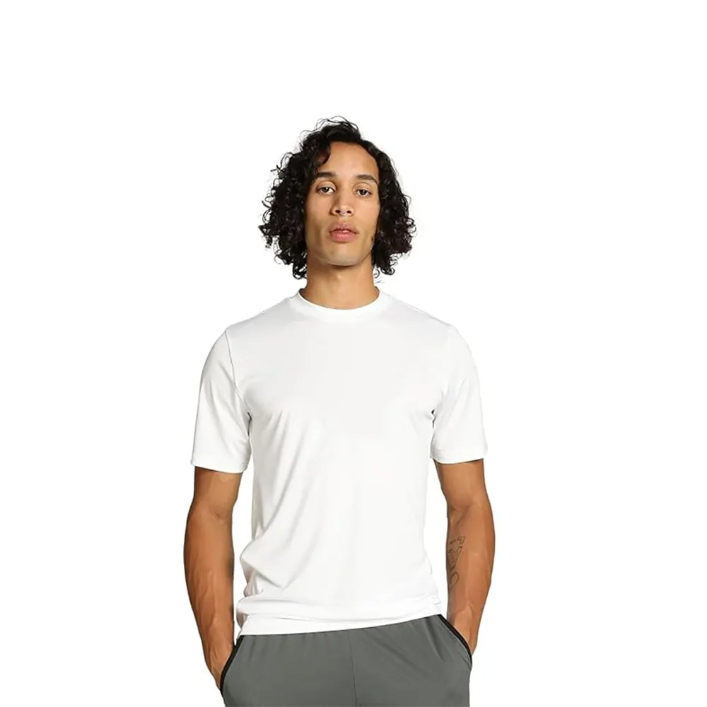 Kaus kebugaran pria, kaus pria kualitas tinggi warna putih, pakaian lari pusat kebugaran nyaman