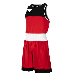 Vêtements de sport respirants et évacuant l'humidité pour hommes, uniforme de boxe pour hommes, séchage rapide, noir avec rouge, uniforme de boxe - Product Image 1
