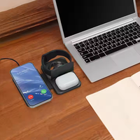 Station de charge sans fil 3 en 1 15W Chargeur sans fil magnétique portable Support de charge sans fil pliable avec support de téléphone
