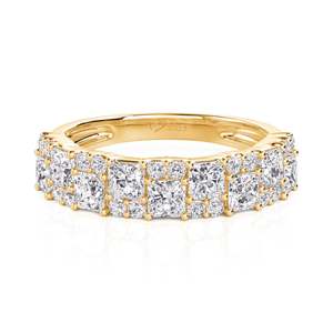 แหวนแต่งงานเพชรเจียระไนทรงเอเมอรัลด์ Jeulia Art Deco ทองคำเหลืองสำหรับผู้หญิง - Product Image 1
