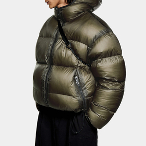 Olive Green Oversized Puffer Jacket Men Boxy Short <b>Winter</b> <b>Coat</b> Heavyweight Bubble Down Parkas Streetwear Men Oversize Puffer - Product Image 1