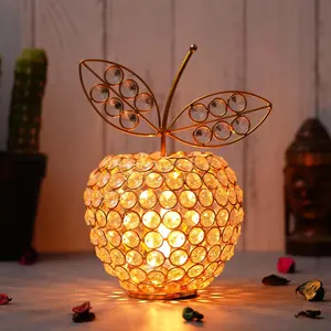 Photophore en laiton poli de luxe en forme de pomme pour centres de table de mariage et décoration d'événement au prix de gros - Product Image 2