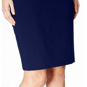 Calvin Klein Women's Petite XS Pencil Skirt Blue <b>Denim</b> Wrap Embroidery Sequins Ruffles Size 14 P Linen <b>Material</b> Bandage Design - Product Image 3