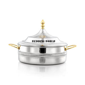 Acero inoxidable Hotpot espejo pulido hecho a mano diseñador cazuela forma redonda de lujo al por mayor calentador de alimentos de Metal - Product Image 6