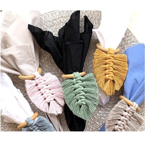 พรีเมี่ยมคุณภาพหัวเข็มขัดผ้าเช็ดปากพระ Hand-ทอไม Macrame ใหม่แหวนผ้าเช็ดปากสําหรับตกแต่งตาราง - Product Image 3