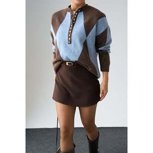 Coffee-Blue <b>Argyle</b> Pattern <b>Sweater</b> - Product Image 3