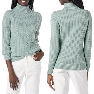 Suéter de Punto Trenzado de Moda para Mujer, Invierno 2025, Color Verde Menta Cálido, Informal, Estilo Jersey, Moda Urbana, Suéteres para Dama - Product Image 6