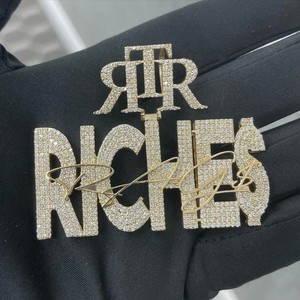 Pendentif personnalisé en argent massif 925 plaqué diamant, lettre HB, style hip-hop glacé, certifié IGI, tendance pour hommes, idéal pour les soirées - Product Image 4