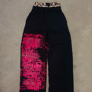 Top Trendy Acid Wash Custom Screen Printed Double Waist <b>Baggy</b> Sweatpants Men's Custom Logo Streetwear Trousers <b>Joggers</b> For Men - Product Image 3