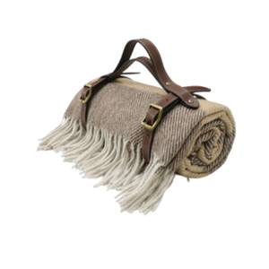 Manta de lana de lujo con rayas mostaza y marrón Patrón clásico de espiga para mayor comodidad - Product Image 4