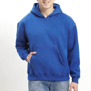 เสื้อฮู้ดโอเวอร์ไซส์ของผู้ชาย500GSM มีฮู้ดสีฟ้าแบบสวมหัวมีฮู้ดสไตล์สตรีทพิมพ์ลายพัฟแบบกำหนดเอง - Product Image 6