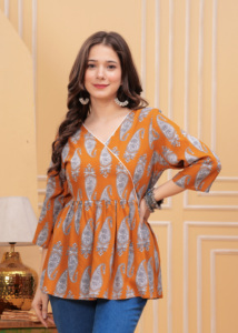 Ngắn Kurti Top Phương Tây Cho Phụ Nữ Cô Gái Cotton In Mô Hình Mới Nhất Áo <span class=keywords><strong>Tops</strong></span> Xuất Khẩu Chất Lượng Tại Ấn Độ 2025 Tại Giá Tốt Nhất - Product Image 2