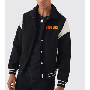 เสื้อแจ็กเก็ตทีมเบสบอลสำหรับผู้ชายเสื้อแจ็คเก็ตผ้าขนแกะพร้อมปลอกหนังสำหรับผู้ชายโลโก้ตามสั่ง - Product Image 4