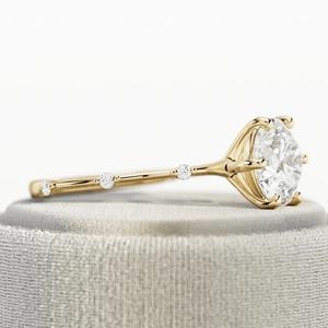 Anillo de compromiso de diamante cultivado en laboratorio de 1,5 quilates, banda de compromiso de diamante mínimo, joyería de compromiso fina inspirada en la naturaleza de oro amarillo - Product Image 3