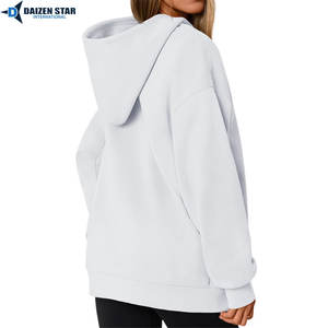 Sweat à capuche éco-responsable pour femme, 100% coton molletonné, anti-plis, séchage rapide, respirant, broderie 3D, hiver, décontracté, OEM - Product Image 2