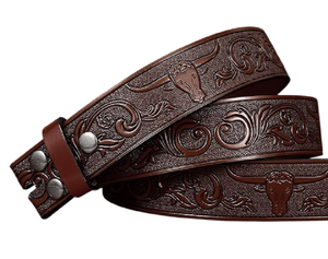 Cinturón de cuero genuino personalizable de Venta caliente Estilo occidental con acero para tamaños de hebilla disponibles-Cuero de vaquero al por mayor - Product Image 2