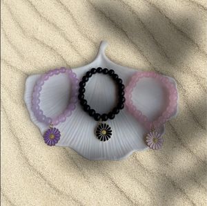 Shiny and Unique Charm Bracelet, Crack Beads Bracelet, <b>Minimalist</b> Glass beads flower bracelets - Product Image 1