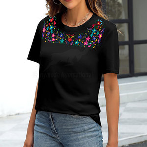 Camisetas Bordadas de Primera Calidad para Mujer, Camisetas Bordadas de Algodón Suave, Ligeras, Cómodas y Duraderas - Product Image 6
