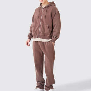 Venta al por mayor de los hombres de manga larga con cremallera con bolsillos personalizado impreso diseño sólido cremallera chándales 100% algodón polar para el invierno - Product Image 2