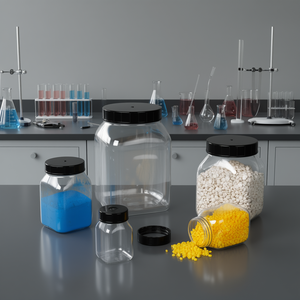 Burkle GmbH Wide Neck <b>Square</b> PETG Laboratory Bottles with Ergonomic Handle for Easy Operation - Product Image 3