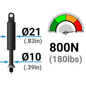 Amortiguador de Gas Rígido con Bloqueo BFE21-60-262-50N, 262 mm, Carrera de 60 mm, para Uso Industrial, Fabricado en Turquía - Product Image 3