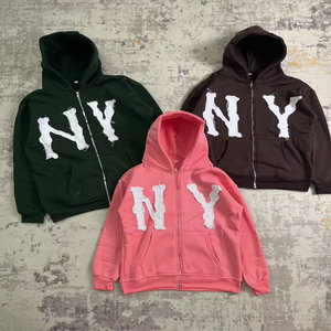 เสื้อฮู้ดซิปแบบยูนิเซ็กซ์ ผ้าฟลีซผสมคอตตอน แต่งลายตัวอักษร NY สไตล์ลำลอง ใส่ได้ในฤดูใบไม้ร่วง ทรงปกติ - Product Image 5