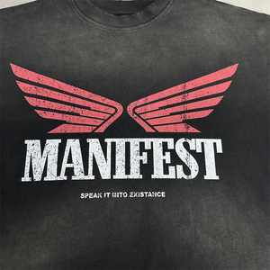 Sunfad T-shirt coupe carrée impression DTG personnalisée lavage noir col rond design sportif avec motif tissu en coton - Product Image 2