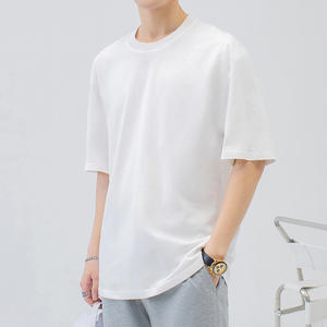 Camiseta de cuello redondo de manga corta para hombre de alta calidad estilo juvenil patrón estampado tejido poliéster/tela de algodón 200 gramos de peso - Product Image 5