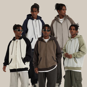 ผู้ผลิตจัดหาเสื้อฮู้ดดี้พรีเมียมบุขนแกะแบบซิป สีบล็อก น้ำหนัก 400 กรัม สำหรับผู้ชายและผู้หญิง ตามสั่ง - Product Image 1