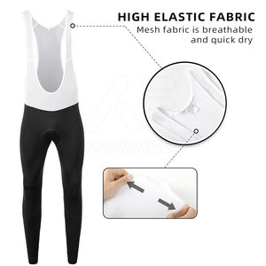 Pantalones Cortos de Ciclismo para Hombre KATBROS INDUSTRY, Negros y Blancos, con Malla Trasera, Ajustados, Transpirables, Sin Costuras, de Secado Rápido, Largos, Talla Adulto - Product Image 3