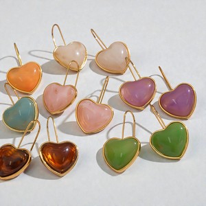 Cabochon <b>Heart</b> <b>Rose</b> <b>Quartz</b> Gemstone Drop Earrings - 925 Silver Earrings Jewelry - Valentine's Day Sale - Product Image 3