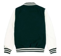 เสื้อแจ็กเก็ตเบสบอลปักลายแขนหนังแท้คุณภาพสูงเสื้อแจ็กเก็ตขนสัตว์มหาวิทยาลัยวิทยาลัยแบบย้อนกลับสำหรับผู้ชาย - Product Image 2