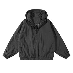 Veste coupe-vent en toile pour homme, demi-zip, avec col montant, logo frontal, imperméable et coupe-vent, pour la randonnée, vente en gros - Product Image 4