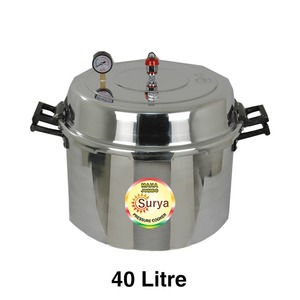 Cuisinière à pression Surya en aluminium commercial de 75 litres, compatible avec le gaz, écologique, avec couvercle (argent) - Product Image 2
