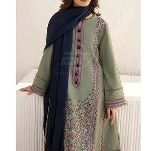 Conjunto de Shalwar Kameez Dupatta para Mujer, Estilo de Marca, Venta al por Mayor, Shalwar Kameez Bordado de Alta Gama para Mujer - Product Image 6