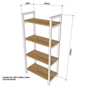 Étagère décorative GONY à 4 niveaux en bois de caoutchouc avec structure en fer KS68100, type sur pied pour salon, installation facile - Product Image 3