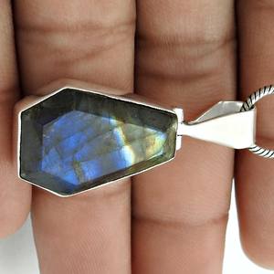 925อัญมณีลาบราดอไรต์สีฟ้าธรรมชาติจี้เงินแท้โบราณทำด้วยมือเครื่องประดับวินเทจสำหรับผู้หญิงขายส่งราคา - Product Image 6