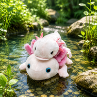 Boneka Axolotl Super Lembut Bahan Katun Simulasi, Mainan Hewan Salamander Meksiko Kartun, Boneka Ikan Pink Lucu Kawaii