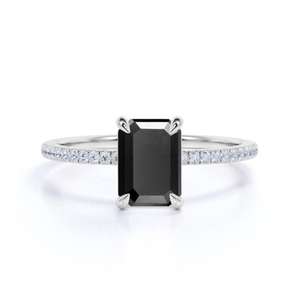 1.80 TCW Emerald Cut <b>Solitaire</b> Accents 925 <b>Silver</b> VVS Clarity Women's Moissanite <b>Ring</b> Wedding Fitting <b>Ring</b> - Product Image 1