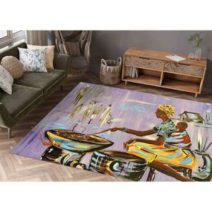 Tapis imprimé ethnique - Tapis d'escalier d'intérieur avec motif femme africaine cuisinant, tapis en chenille - Product Image 2