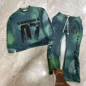 Terry Fleece Vintage Quick Dry Breathable Comfortable Sports Sweatshirt and <b>Shorts</b> Set for <b>Men</b> Plus Size 100% Cotton - Product Image 2