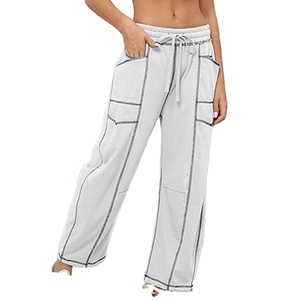 Women Cargo Sweatpants Wide Leg Pants High Waist <b>Drawstring</b> Joggers Loose Fit Streetwear Casual Lounge <b>Trousers</b> - Product Image 2