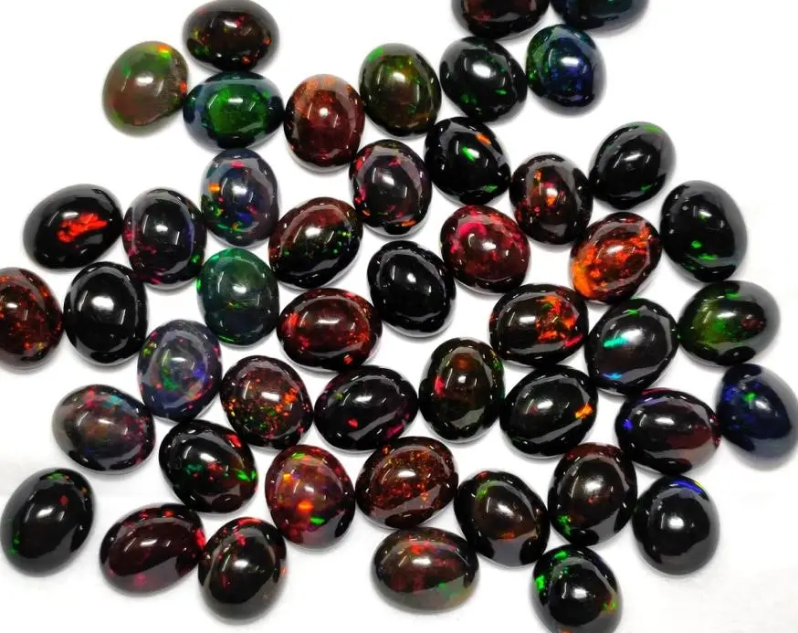 18X13Mm Hitam Opal Etiopia Oval Cabochon Besar Longgar Batu Permata Opal Membuat Perhiasan Batu Warna Bermain atau Api Welo Hitam Opal