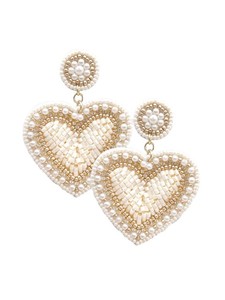 Pendientes de gota de corazón con cuentas de semillas de perlas Vintage de moda hechos a mano Unisex de buena calidad diseño con cuentas de San Valentín regalo de la India - Product Image 4